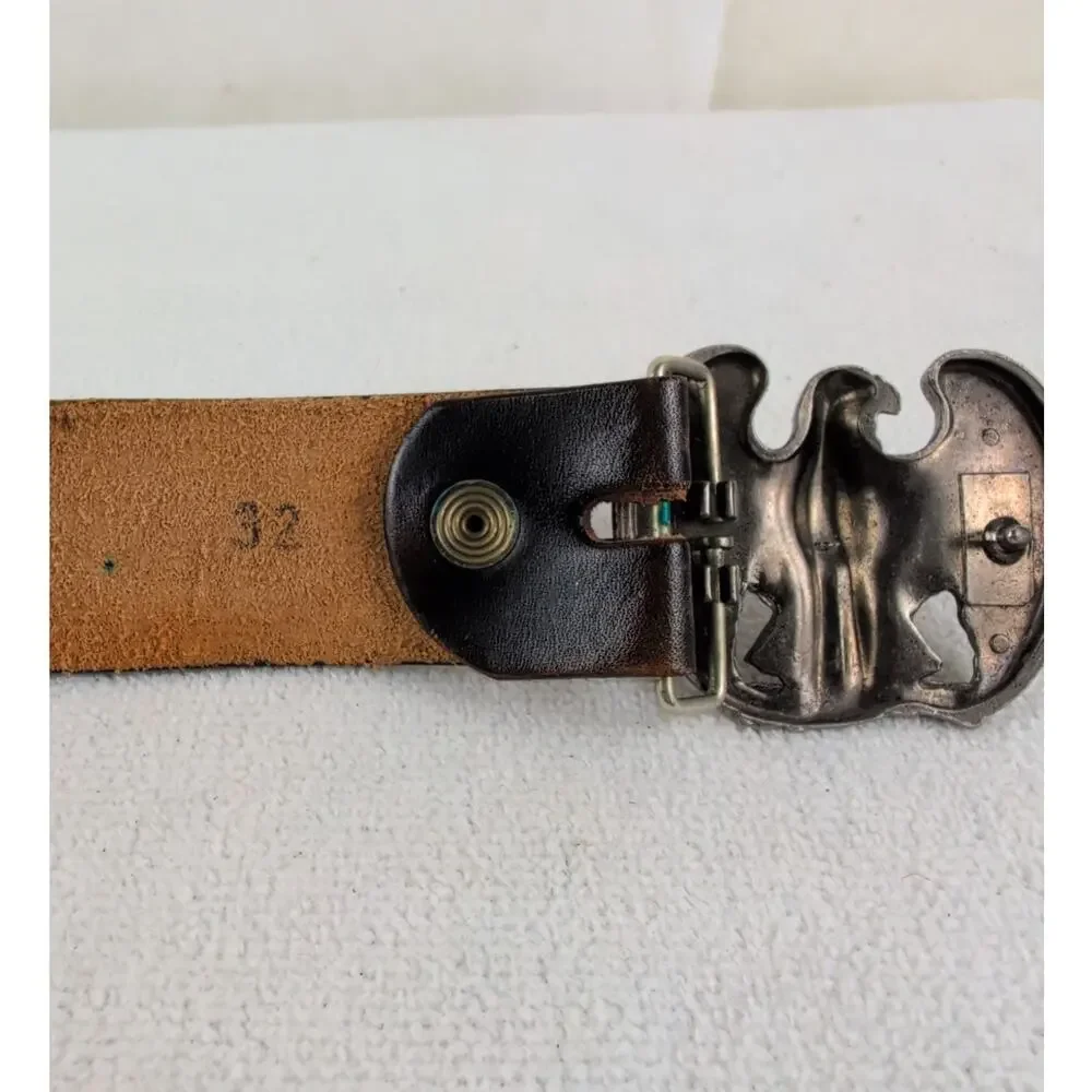 Vintage Avon Silver Eagle buckle brown leather belt Made in USA Size 32 Western
